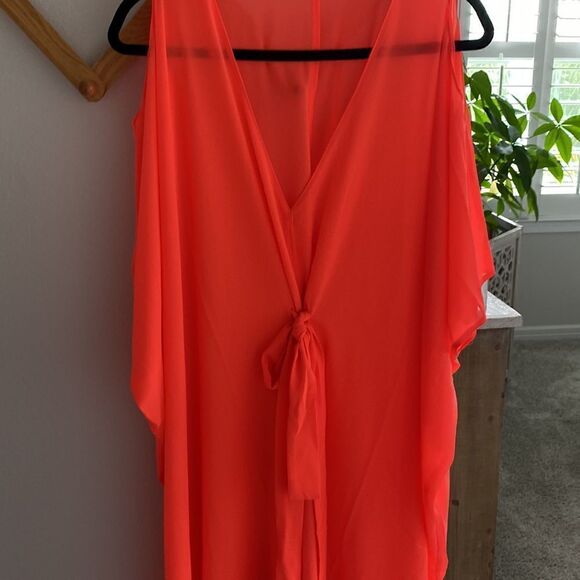 L’Agent by Agent Provocateur Holly Neon Orange Kaftan Swim Coverup One Size NWT - Picture 7 of 9